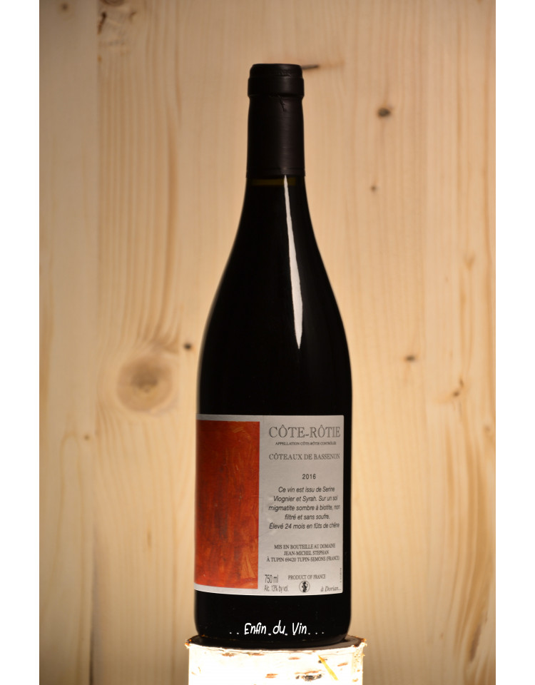 coteaux de bassenon 2016 côte rôtie maison stephan rhône syrah sérine viognier vin rouge bio naturel